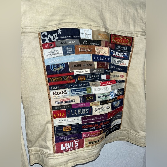 UNIQUE Merona brand size XS tan jean jacket with brand tags handmade - Picture 2 of 8